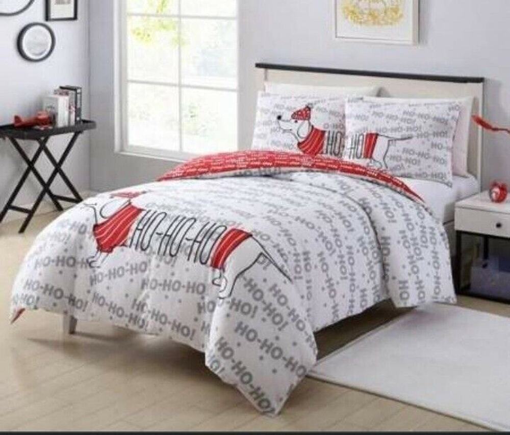 Your Zone New 3pc Duvet Set Christmas Daschund Full sz